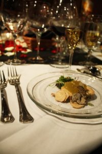 Chef Levi's dish...Foie Gras Torchon, Sauterne and Green Tomato Jelly, Shaved Truffles. Photo by Rachel Bush.