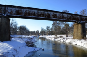 Morning After -- RR Bridge looking down towards the Sunflower River off the Martin Luther King Bridge in Clarksdale, MS