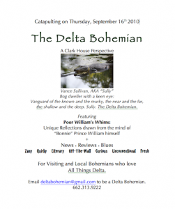 Announcement of launch of The Delta Bohemian was presented to guests at Madidi Restaurant Food and Wine Tasting August 2010 when Levi Minyard was the Executive Chef.