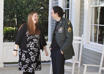 Filmmakers Melanie Addington and Daniel Perea on the front porch of Clark House Residential Inn--Clarksdale, Mississippi. Photo by Delta Bohemian