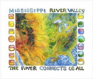 The River Connects Us All - watercolor painting by John Ruskey