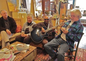 Terry Allen, Karen Ferguson, Ellis Hall and Jeff Williams in the Delta Bohemian Shop on Sunflower.