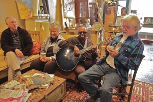 Terry Allen, Karen Ferguson, Ellis Hall and Jeff Williams in the Delta Bohemian Shop on Sunflower.