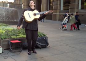 Musician Jose in Downtown Sydney at Market Place. Photo by DELTA BOHEMIAN