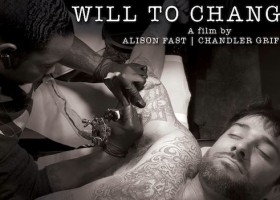 Man getting a tattoo in a film titled "Will to Change"