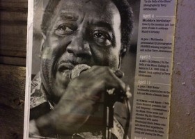 Black and white portrait of Muddy Waters.