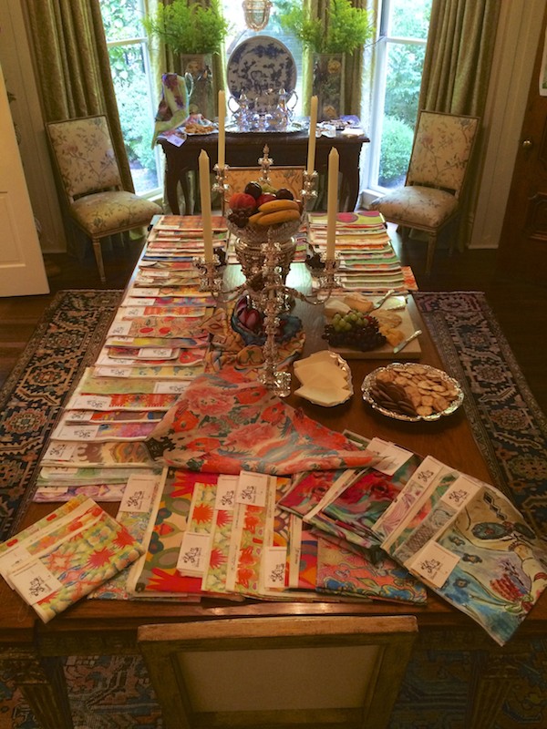 Kim Duease fabrics from Notable Accents on Mary Helen McCoy's dining room table.