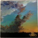 Abstract painting of a cloudy sunset.