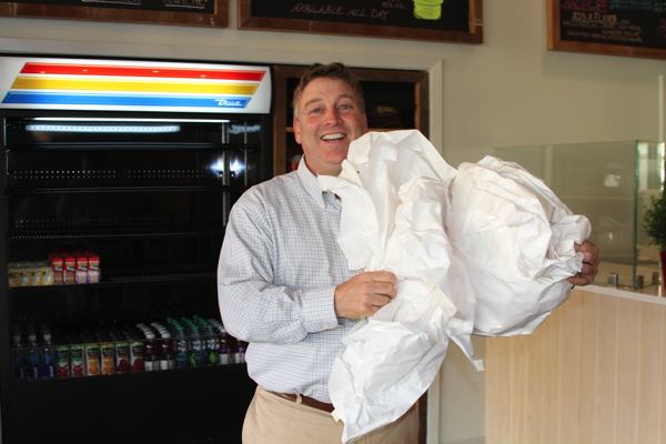 Tim Tenhet helping remove the paper from the windows at Yazoo Pass November 2011.