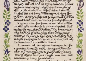 17th Century Nun's Prayer in calligraphy.