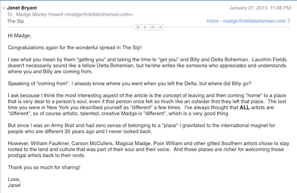 Email Magical Madge received from her best friend from college at University of Texas who lives in New York City