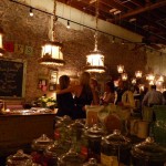 People gather in a dimly lit bar.