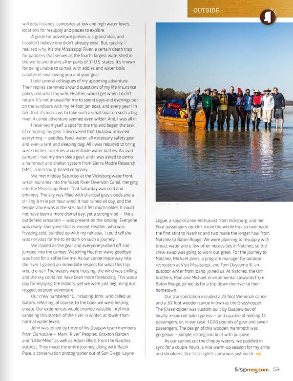 Page Two of article about River Gator in Winter 2015 edition of the 'sip magazine