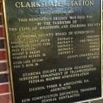 Clarksdale Station plaque with historical information.