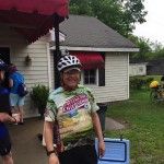 Man in cycling shirt with cooler