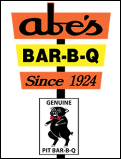 Abe's Bar-B-Q logo with pig mascot.