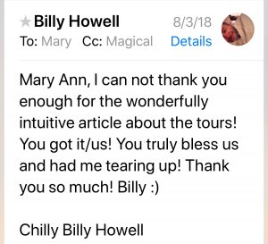 Billy's email to Mary Ann DeSantis with DeSoto Magazine