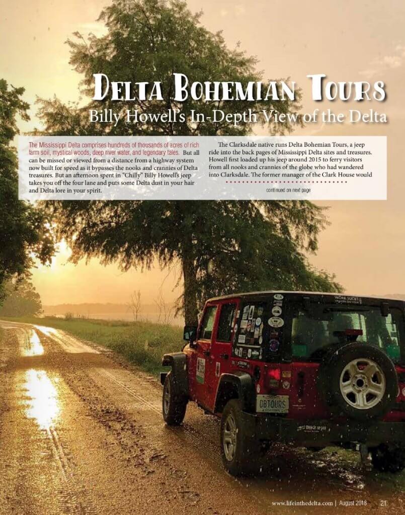 Life in the Delta Magazine Delta Bohemian Tours article