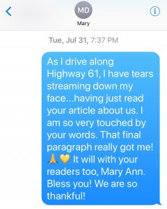 Text to Mary Ann DeSantis with DeSoto Magazine