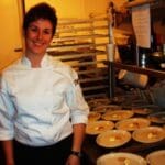 Smiling Chef Samantha...almost done with her dish for FRENCH NIGHT MADIDI. Photo by Callie Riddell.