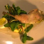 Course One: Confit Quail Leg, Brioche, Collard Greens and Sunny Side Up Quail Egg Chef Samantha Shelton, Portland, OR Pairing: 2007 Perrin & Fils, Cotes du Rhone Village (8)