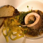 Course Seven: Oxtail Marmalade, Bretzel Bread, Bone Marrow & Fleur de Sel. Executive Chef Nick Wallace of King Edward Hotel, Jackson, MS. Wine Pairing: 1995 Chateau Ducru (125). Photography by Langdon Clay