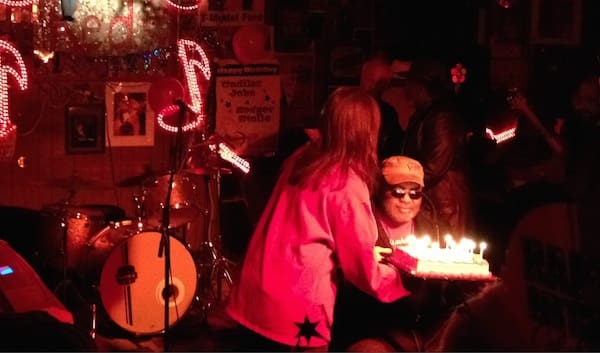 Birthday celebration with cake and candles