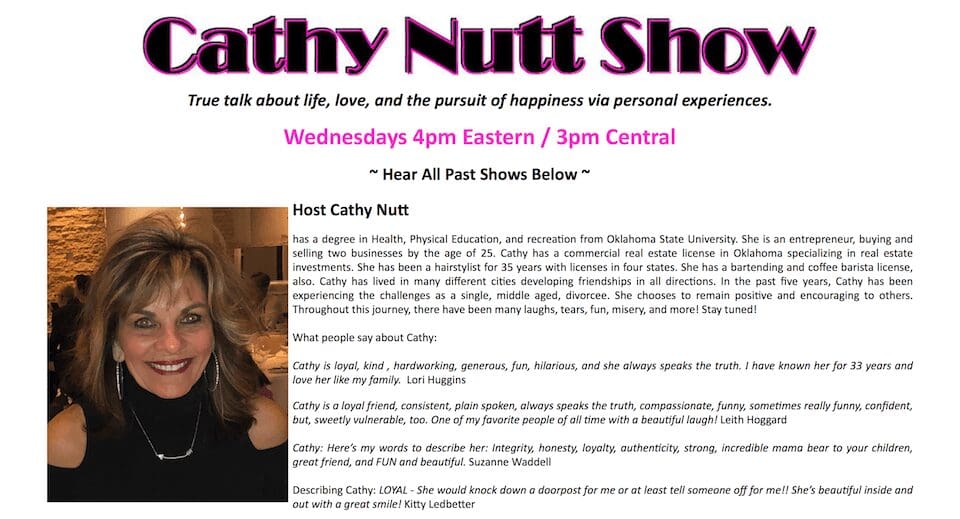 Cathy Nutt smiling portrait on flyer