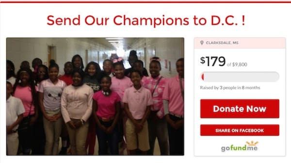 Group of students fundraising for D.C. trip