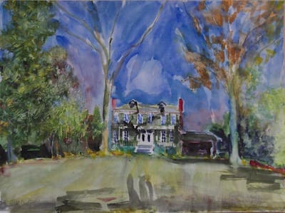Colorful landscape featuring a classic home