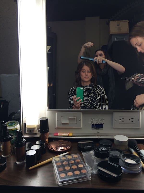 In hair and makeup prep for American Express USGA commercial with Rickie Fowler