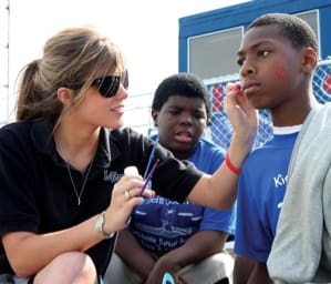 Corinne Vance face painting at Coahoma County High School. Photo credit: Troy Catchings