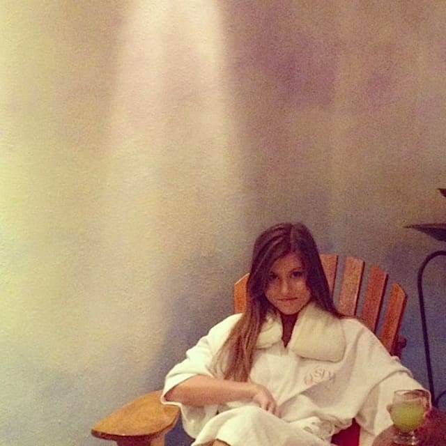 Cozy spa setting with woman