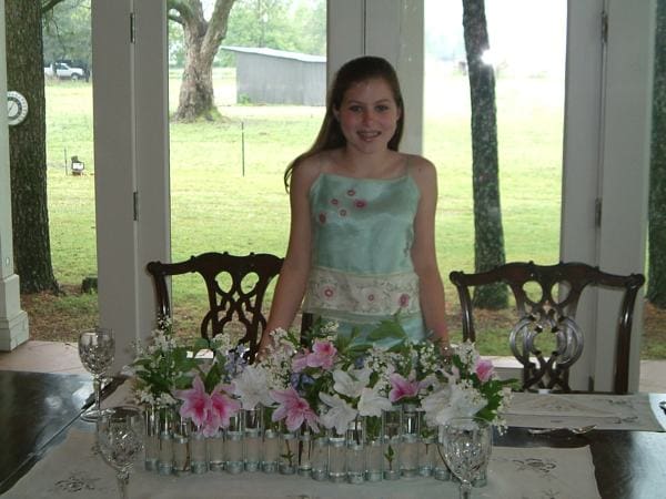 Smiling girl in a decorative setting