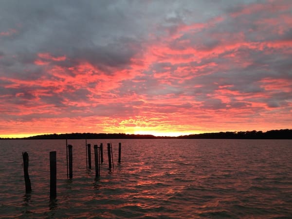 Fiery sky reflecting on the lake