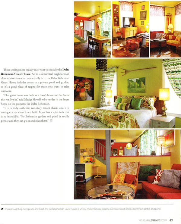 Delta Eclectic Lodging featured in Legends Magazine