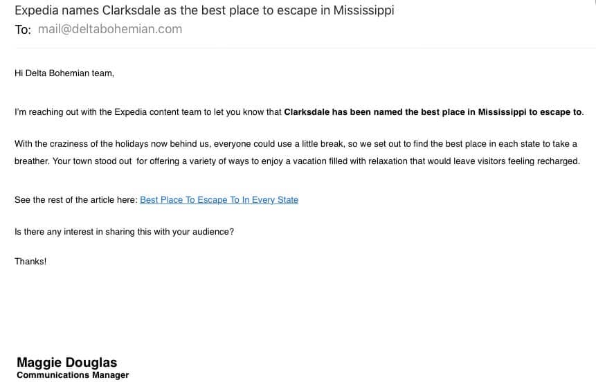 Expedia names Clarksdale as the best place to escape in Mississippi