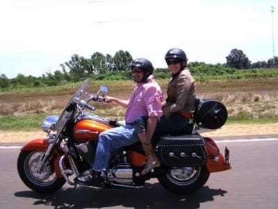 Motorbike riders on a sunny day