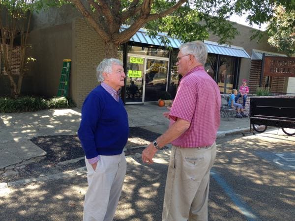 Frank Mitchener and Bill Houston outside the Sumner Grille