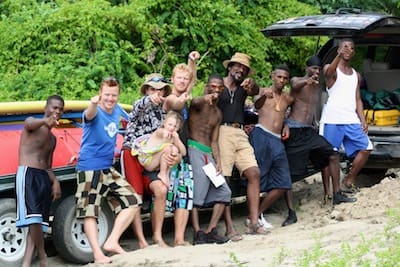 People enjoying a beach day together