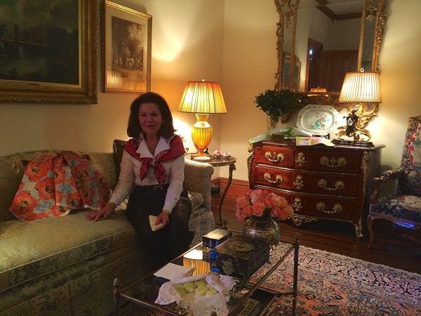 Mary Helen McCoy in her Memphis home gallery during the Kim Duease Fabric Open House
