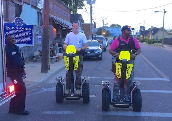 Officers patrolling on Segways