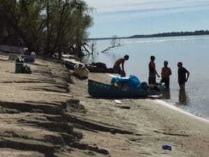 "Paddle to the Amazon" Adventurer Dana Starkell with his group on the MS River.