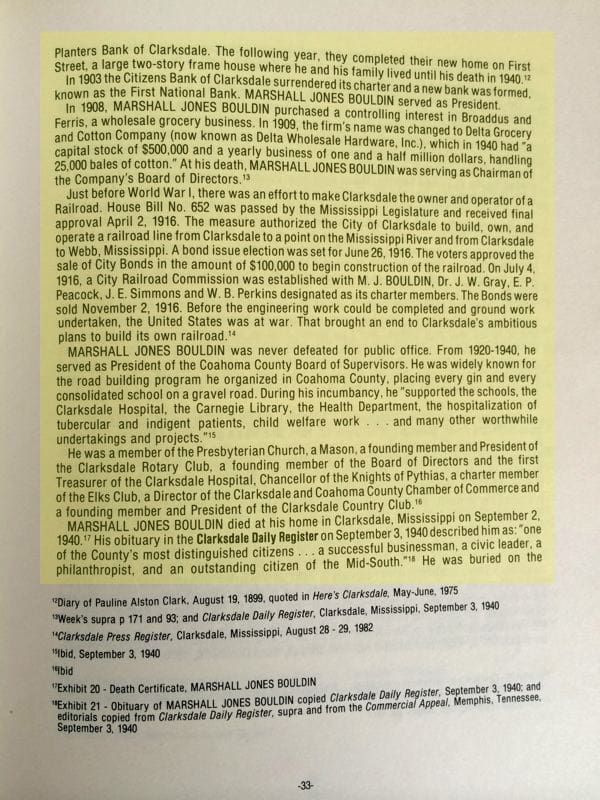 Marshall Jones Bouldin history from The Bouldin Family book compiled by Lavitor Alex Gilliam, Jr.