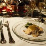 Chef Levi's dish...Foie Gras Torchon, Sauterne and Green Tomato Jelly, Shaved Truffles. Photo by Rachel Bush.