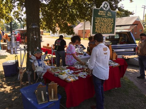 Flea Market during Sumner Harvest Festival - note Emmett Till marker