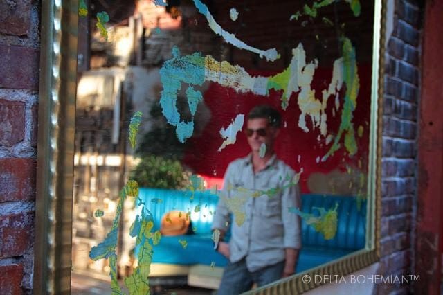 Artistic mirror reflection with vibrant colors