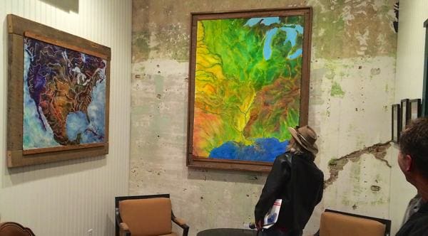 Colorful maps displayed in art gallery