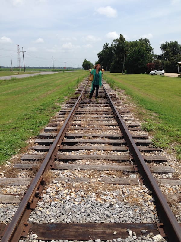 Magical Madge on a railroad track near Shack Up Inn