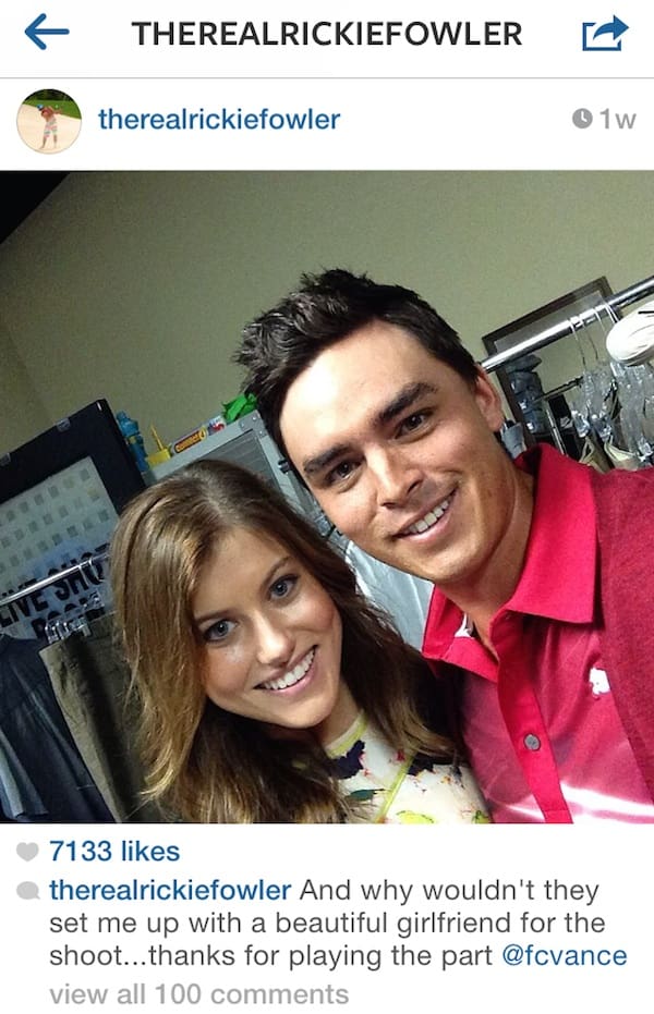 Rickie Fowler Instagrammed this selfie of us off-set on the Play 9 USGA/American Express commercial.